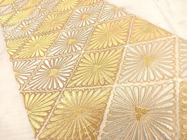 平和屋着物◎六通柄袋帯　花菱文　金銀糸　正絹　逸品　AAAY8420yx
