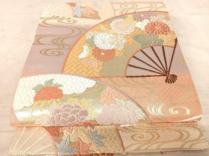 平和屋着物◎佐賀錦　六通柄袋帯　能衣　金糸　正絹　逸品　AAAY8440yx