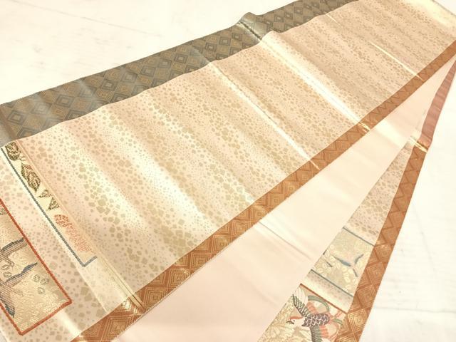 平和屋着物◎太鼓柄袋帯　花鳥文　金糸　正絹　逸品　AAAY8446yx