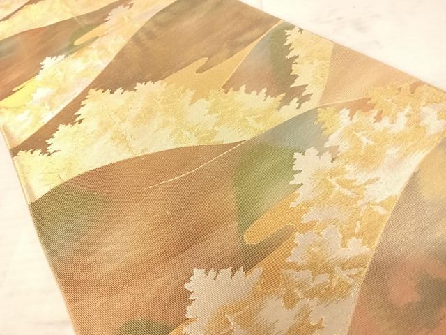 平和屋着物◎六通柄袋帯　風景文　金糸　正絹　逸品　AAAY8447yx