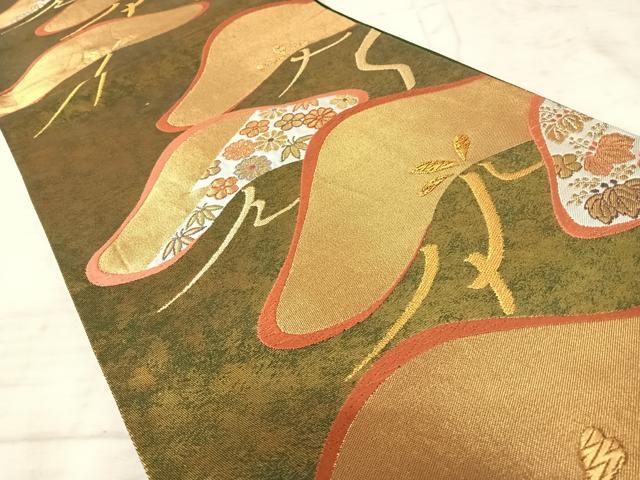 平和屋着物◎六通柄袋帯　唐織　花松文　金糸　引箔　正絹　逸品　AAAY8492yx
