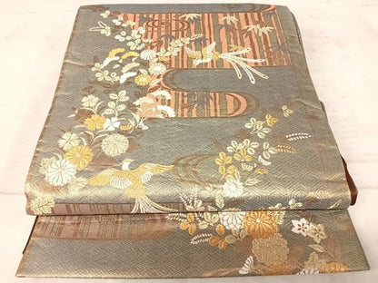 平和屋着物◎佐賀錦　六通柄袋帯　鳳凰花文　金糸　正絹　逸品　AAAY8503yx