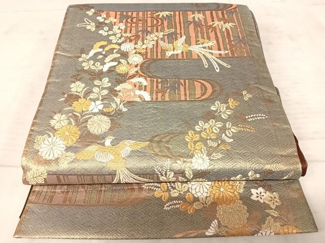 平和屋着物◎佐賀錦　六通柄袋帯　鳳凰花文　金糸　正絹　逸品　AAAY8503yx