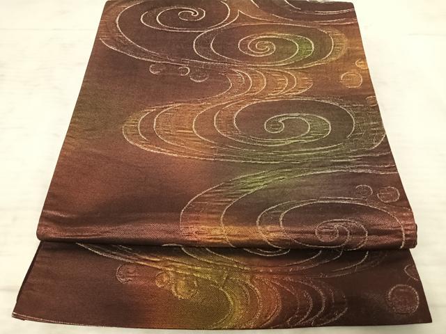 平和屋着物◎六通柄京袋帯　流水文　金糸　正絹　逸品　AAAY8511yx