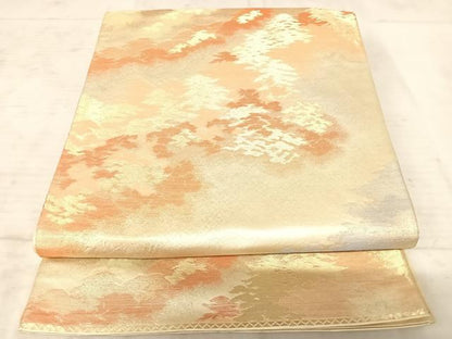 平和屋着物◎六通柄袋帯　樹林文　金糸　正絹　逸品　AAAY8516yx