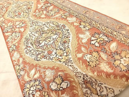 平和屋着物◎六通柄袋帯　立涌更紗花文　金糸　正絹　逸品　AAAY8517yx