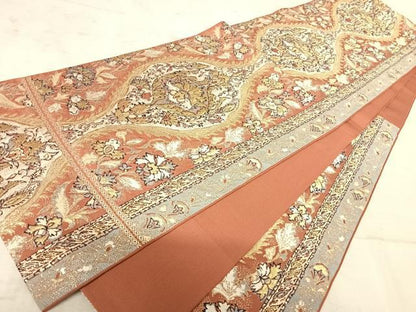 平和屋着物◎六通柄袋帯　立涌更紗花文　金糸　正絹　逸品　AAAY8517yx
