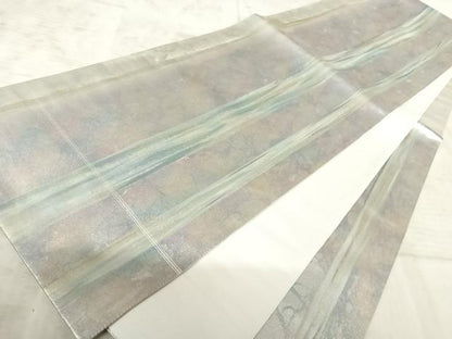平和屋着物◎六通柄袋帯　霞文　引箔　正絹　逸品　AAAY8523yx