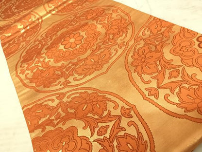 平和屋着物◎六通柄袋帯　絵皿花文　金糸　正絹　逸品　AAAY8539yx