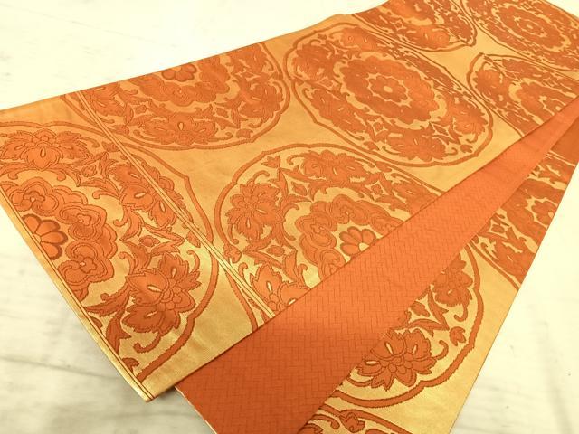 平和屋着物◎六通柄袋帯　絵皿花文　金糸　正絹　逸品　AAAY8539yx