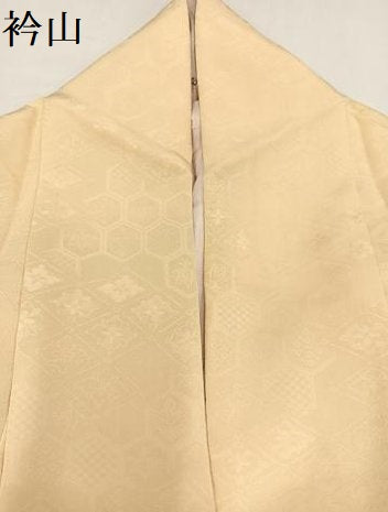 平和屋着物●上質な色無地 吉祥草花地紋 蜂蜜色 正絹 逸品 AAAY8605ph