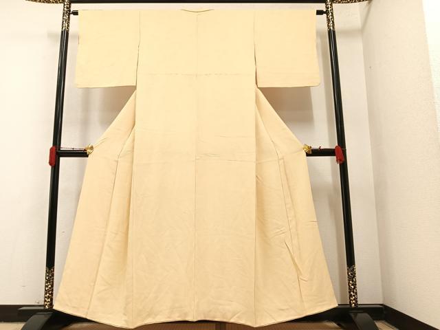 平和屋着物●上質な色無地 吉祥草花地紋 蜂蜜色 正絹 逸品 AAAY8605ph