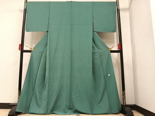平和屋着物●上質な色無地　京舞草木　青碧色　正絹　逸品　AAAY8608ph