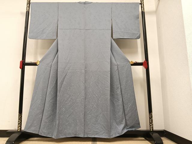 平和屋着物●上質な色無地　辻が花地紋　暁鼠色　正絹　逸品　AAAY8609ph
