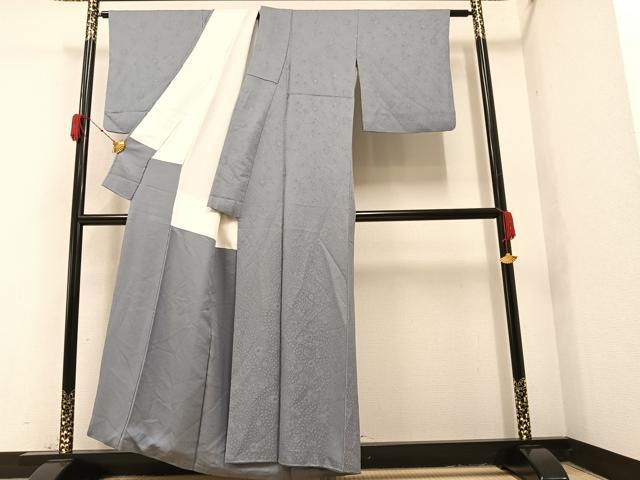 平和屋着物●上質な色無地　辻が花地紋　暁鼠色　正絹　逸品　AAAY8609ph