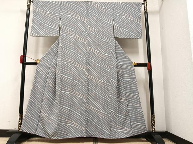 平和屋着物●上質な小紋 斜縞 正絹 逸品 AAAY8615ph