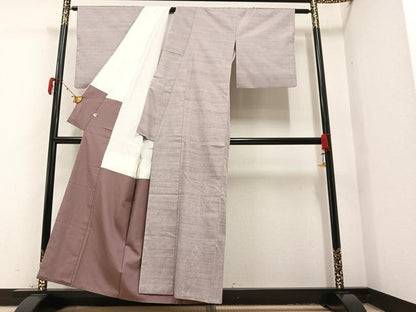 平和屋着物●紅花紬　米沢　霞文　正絹　逸品　AAAY8616ph