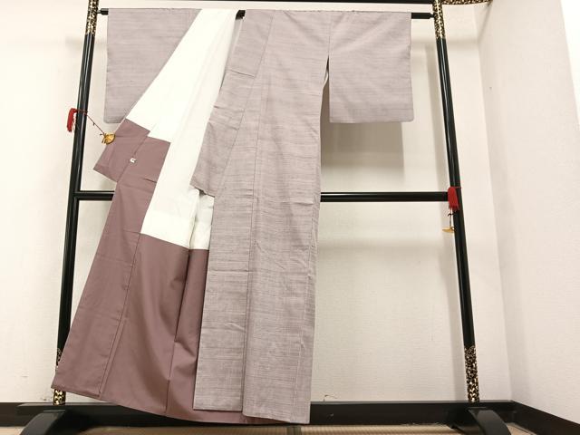平和屋着物●紅花紬　米沢　霞文　正絹　逸品　AAAY8616ph