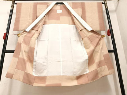 平和屋着物●長襦袢 無双仕立て 変わり市松文 正絹 逸品 AAAY8620ph