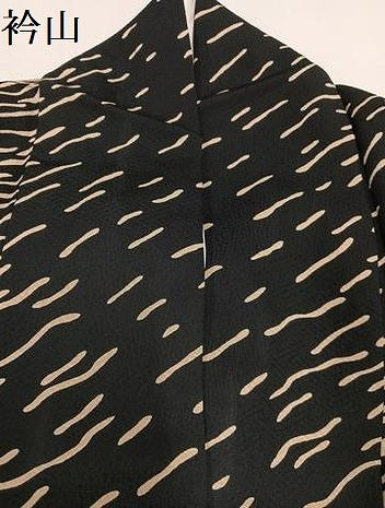 平和屋着物●上質な小紋　霞文　黒地　正絹　逸品　AAAY8623ph