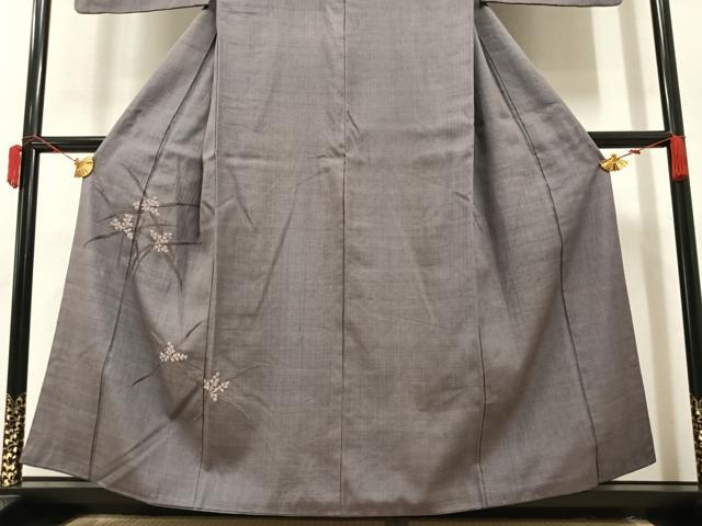平和屋着物●色留訪問着 紬地 刺繍 草花文 正絹 逸品 AAAY8632ph