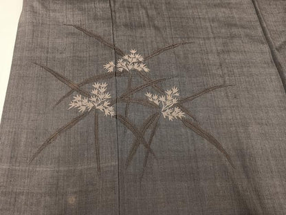 平和屋着物●色留訪問着 紬地 刺繍 草花文 正絹 逸品 AAAY8632ph