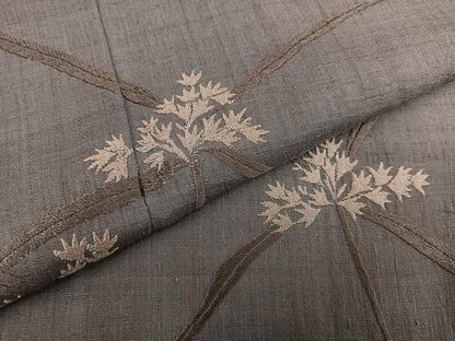 平和屋着物●色留訪問着 紬地 刺繍 草花文 正絹 逸品 AAAY8632ph