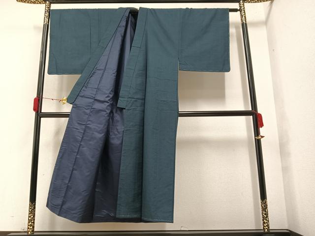 平和屋着物●男性 お召 亀甲柄 正絹 逸品 未使用 AAAY8634ph
