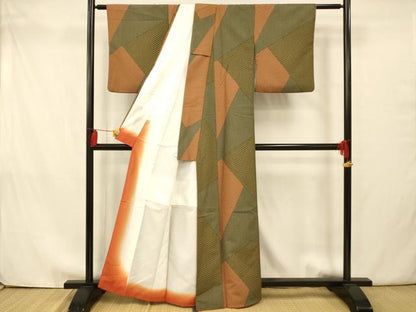 平和屋着物■小紋　切り嵌め吉祥文　洗える着物　AAAY8684fw