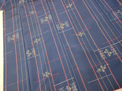 平和屋着物■上質な紬　絣模様　正絹　逸品　AAAY8702fw
