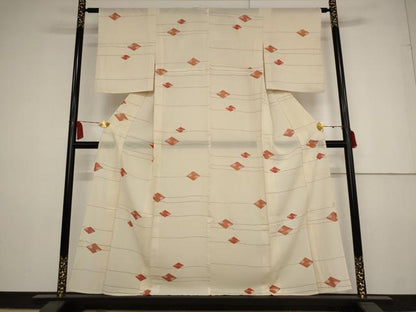 平和屋着物＊夏物　小紋　絽　菱文　金彩　正絹　逸品　AAAY8842st