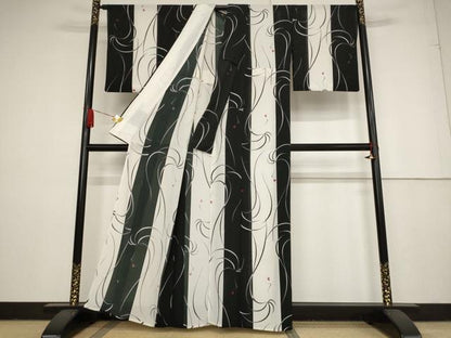 平和屋着物＊夏物 小紋 絽 人物文 洗える着物 AAAY8869st