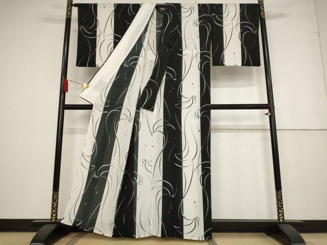 平和屋着物＊夏物 小紋 絽 人物文 洗える着物 AAAY8869st