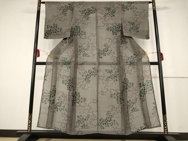 平和屋着物＊夏物 紗紬 草花文 正絹 逸品 AABB0638st