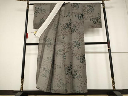 平和屋着物＊夏物 紗紬 草花文 正絹 逸品 AABB0638st
