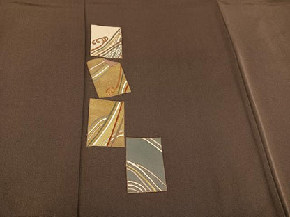 平和屋着物●訪問着 駒刺繍 色紙文 金彩 正絹 逸品 AAAY8936ph