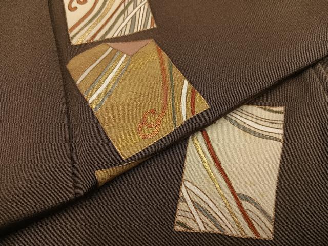 平和屋着物●訪問着 駒刺繍 色紙文 金彩 正絹 逸品 AAAY8936ph