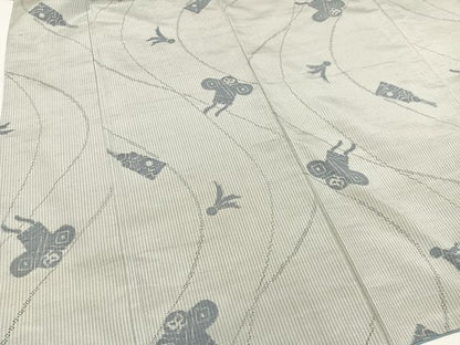 平和屋着物●上質な紬　凧揚げ　羽つき　正絹　逸品　AAAY8947ph
