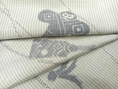 平和屋着物●上質な紬　凧揚げ　羽つき　正絹　逸品　AAAY8947ph