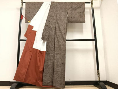 平和屋着物●本場大島紬　カタス9マルキ　麻の葉文様　ますいわ屋扱い　正絹　逸品　AAAY8963ph