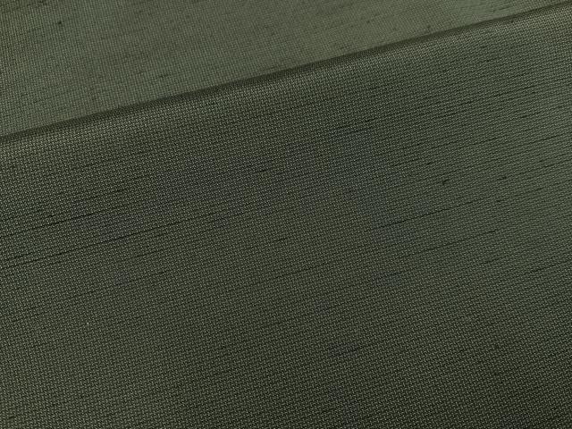 平和屋着物●男性　紬　アンサンブル　色無地　黒緑色　正絹　逸品　AAAY8969ph