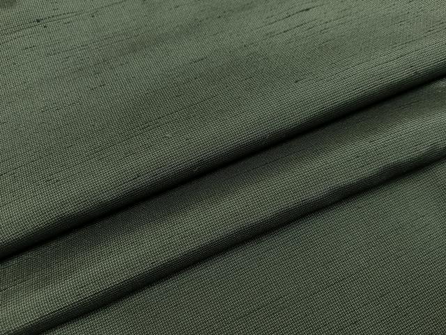 平和屋着物●男性　紬　アンサンブル　色無地　黒緑色　正絹　逸品　AAAY8969ph