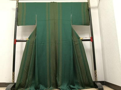 平和屋着物●染色作家　斉藤三才　小紋　間道　正絹　逸品　AAAY8971ph
