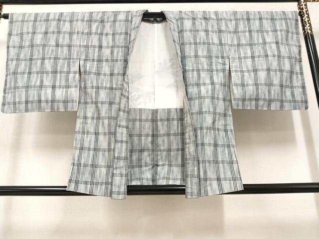 平和屋着物●上質な紬 格子 正絹 逸品 未使用 AAAY8987ph