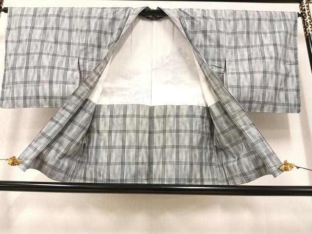 平和屋着物●上質な紬 格子 正絹 逸品 未使用 AAAY8987ph
