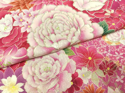 平和屋着物●豪華振袖　草花文　暈し染め　正絹　逸品　AAAY8990ph