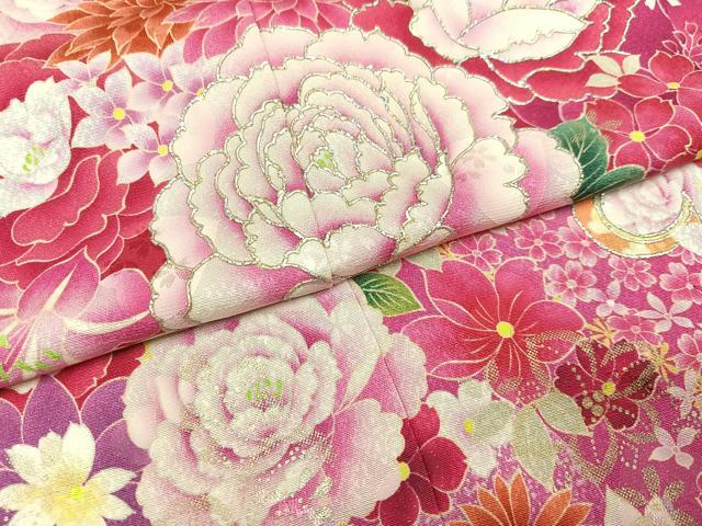 平和屋着物●豪華振袖　草花文　暈し染め　正絹　逸品　AAAY8990ph