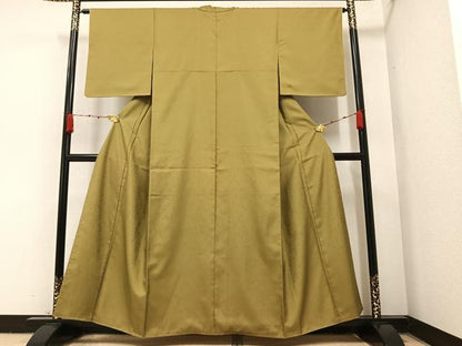 平和屋着物●上質な色無地 唐草地紋 桑染色 正絹 逸品 AAAY8997ph