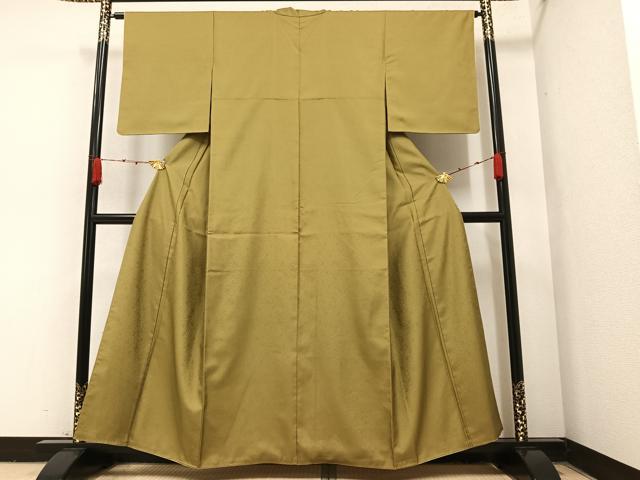 平和屋着物●上質な色無地 唐草地紋 桑染色 正絹 逸品 AAAY8997ph