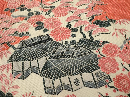 平和屋着物●名門　藤娘きぬたや・総絞り　振袖　風景花文　正絹　逸品　AAAY9007ck